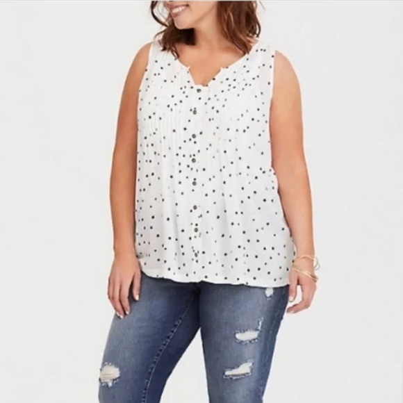 Torrid Star Print Dobby Pleat Front Tank 3X - Picture 1 of 7